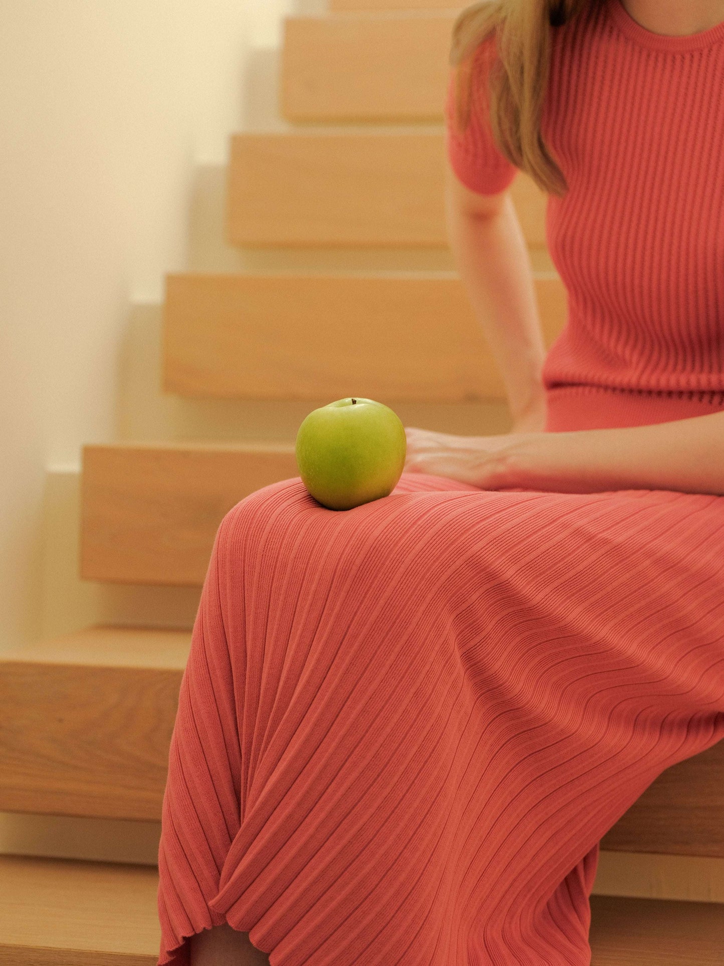 Fine Cotton Plissé Long Skirt (3D-Knit)-0