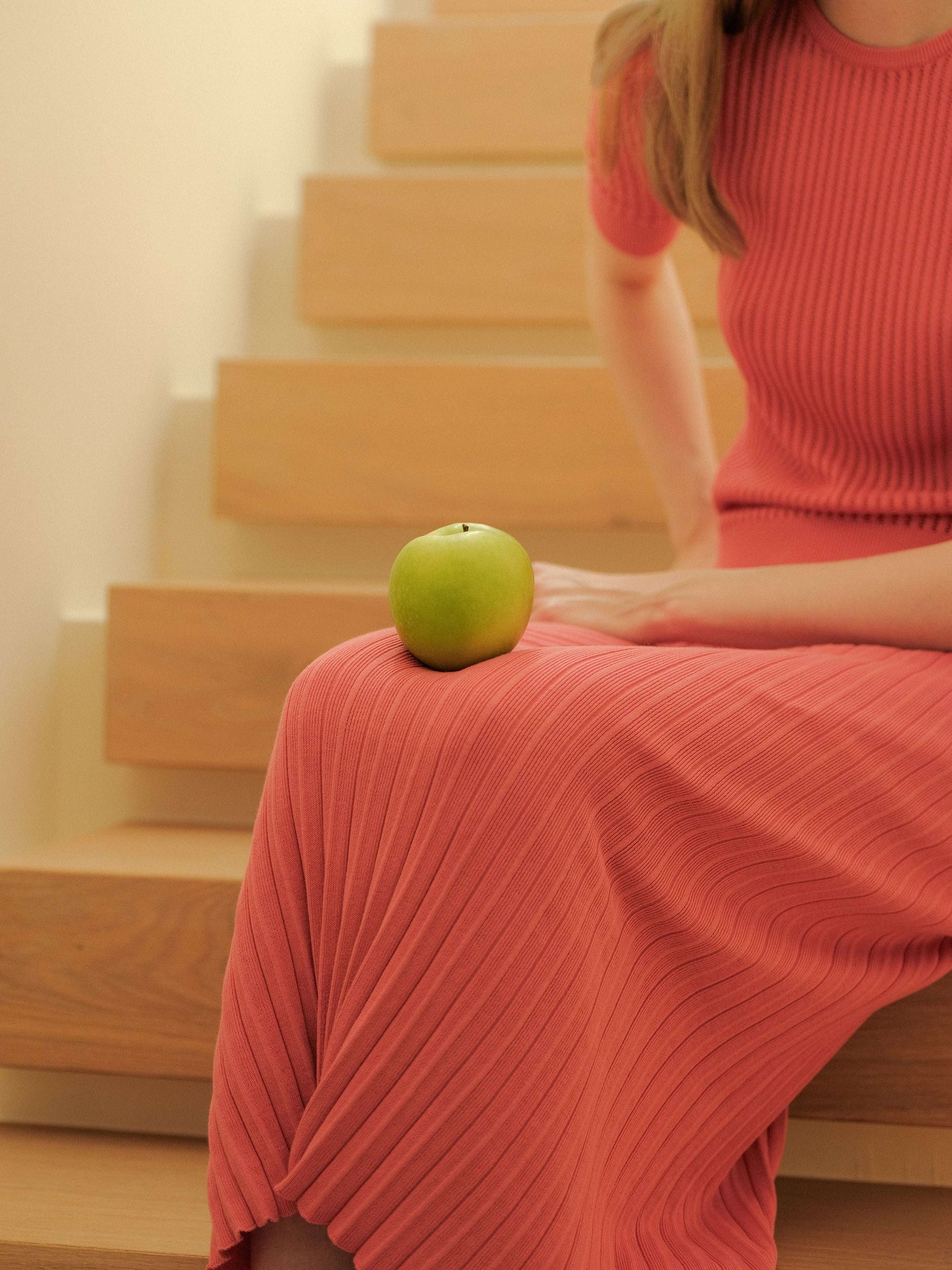 Fine Cotton Plissé Long Skirt (3D-Knit)-0