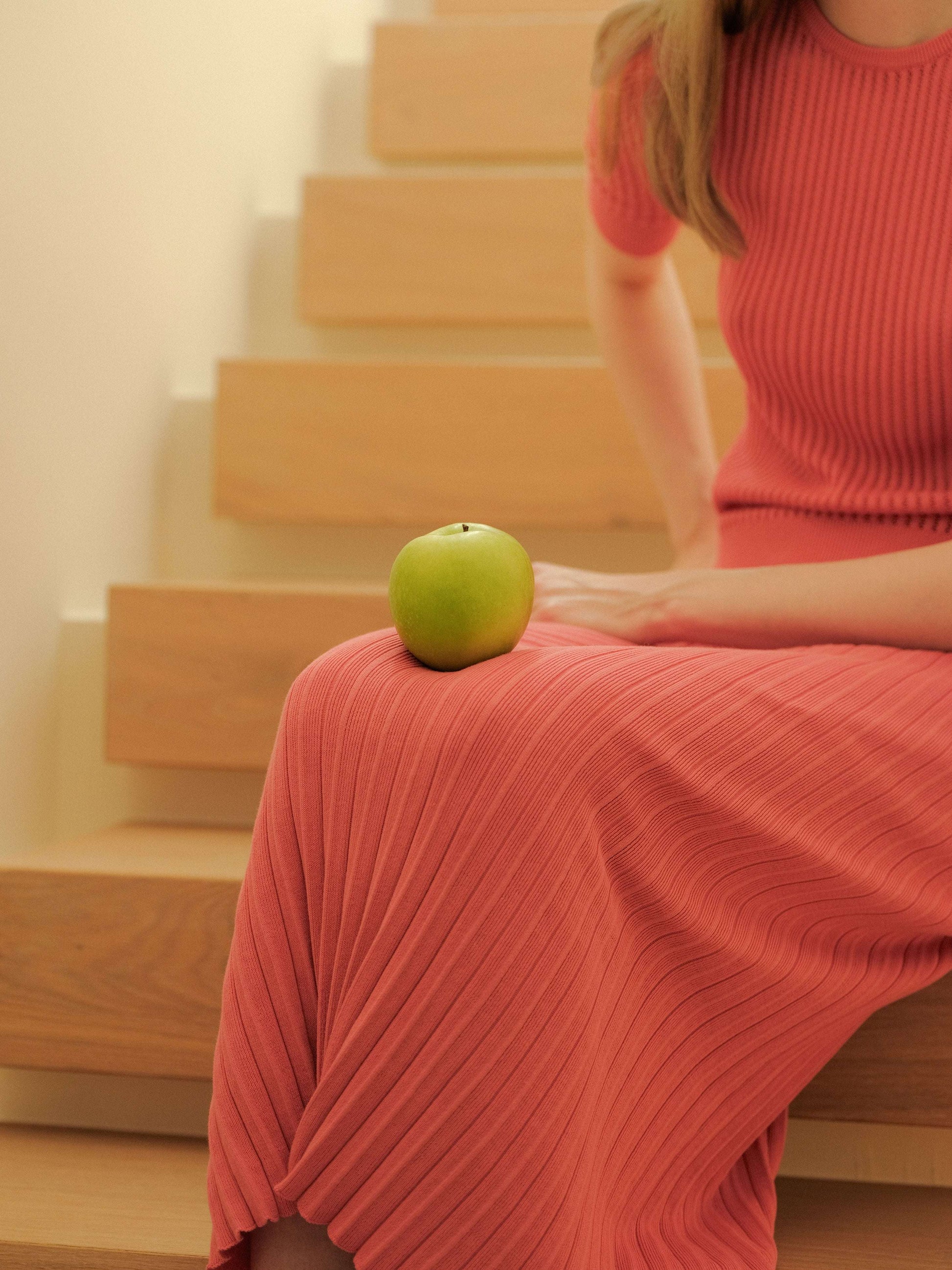 Fine Cotton Plissé Long Skirt (3D-Knit)-0