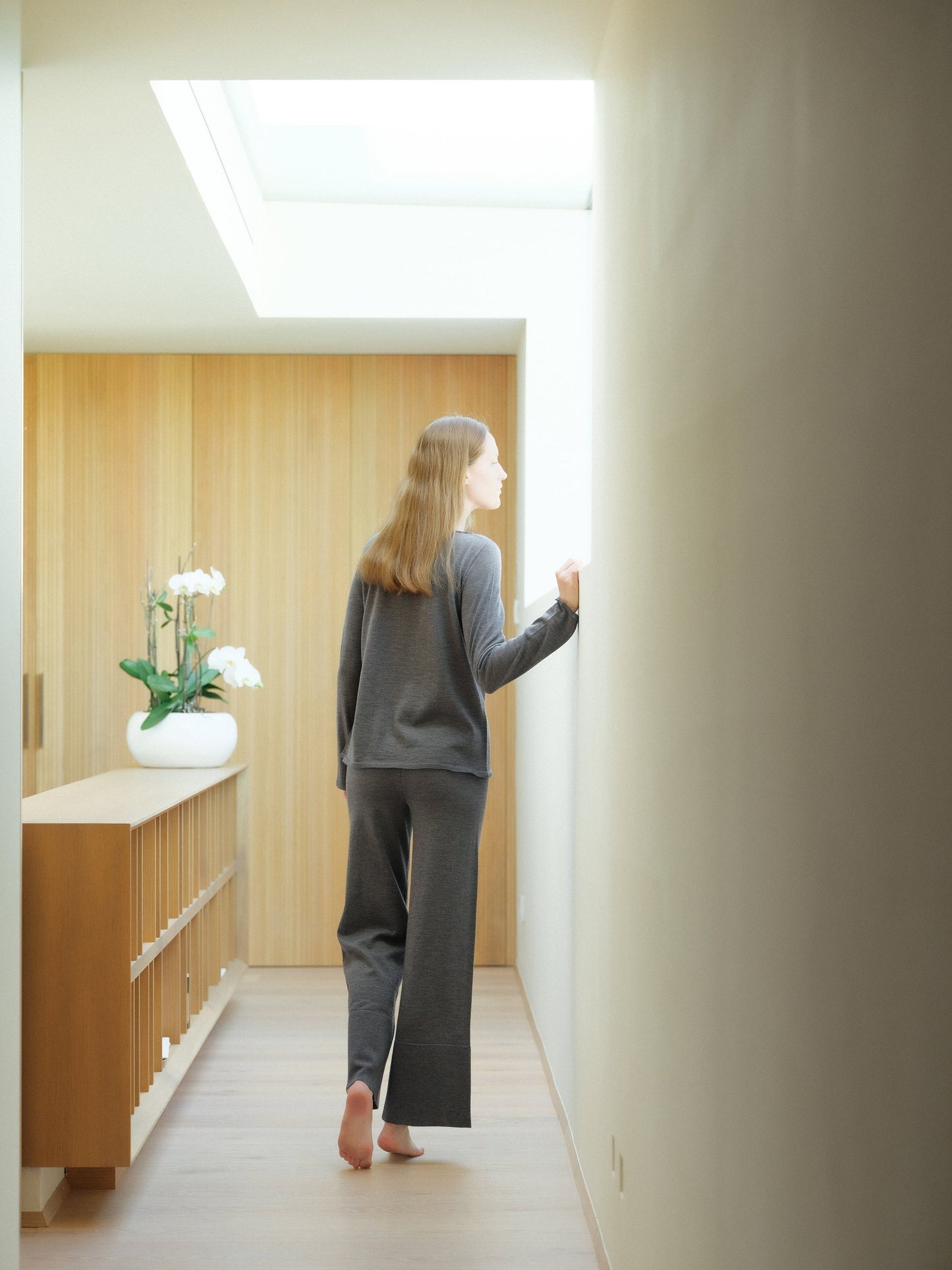 Extrafeine Merinohose mit weitem Bein, italienische Strickwaren