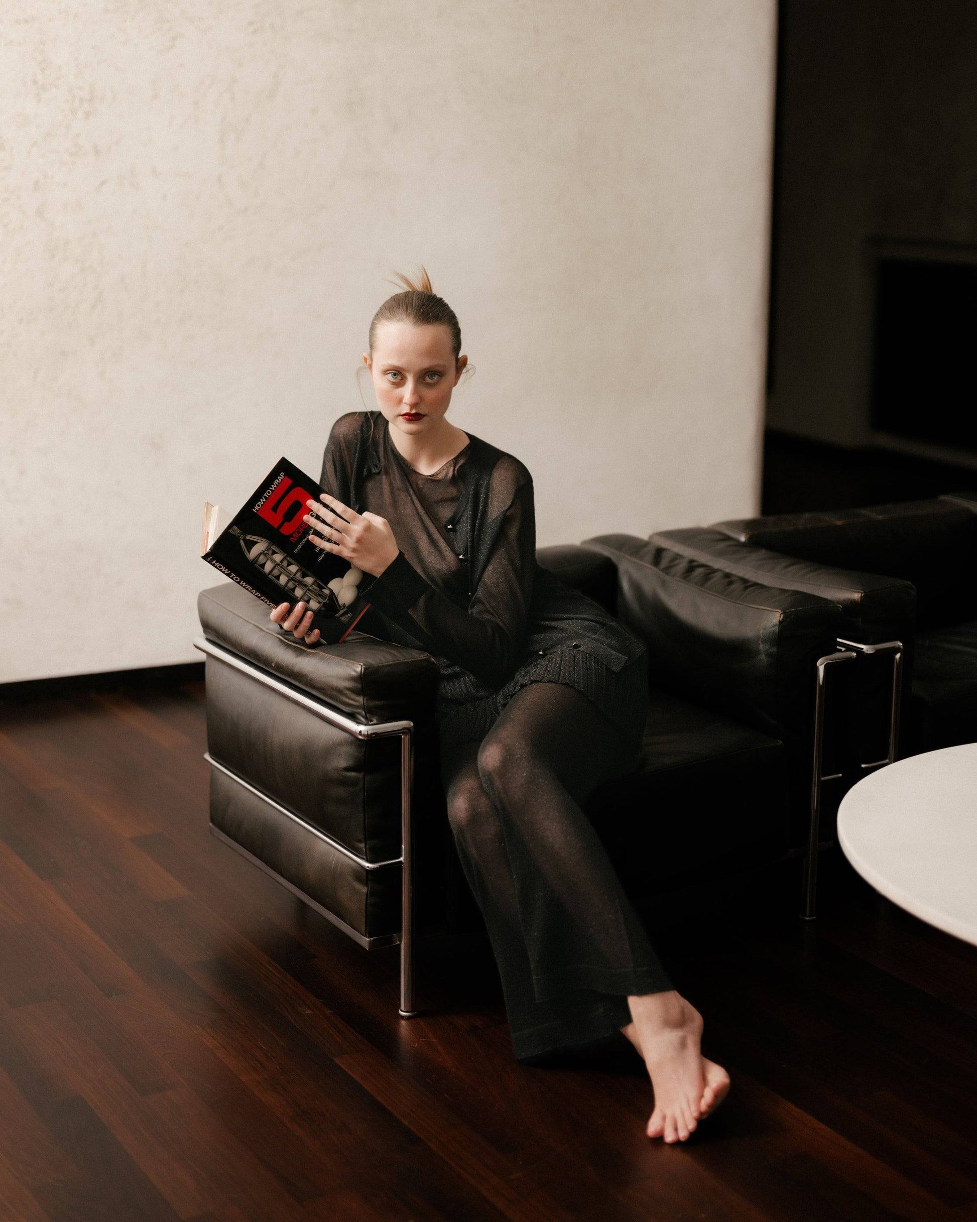 Glitter Cardigan Italian Knitwear - Relaxed Summer Fit by HenryPawHaven, styled with sheer black layers for a chic indoor lounge look.