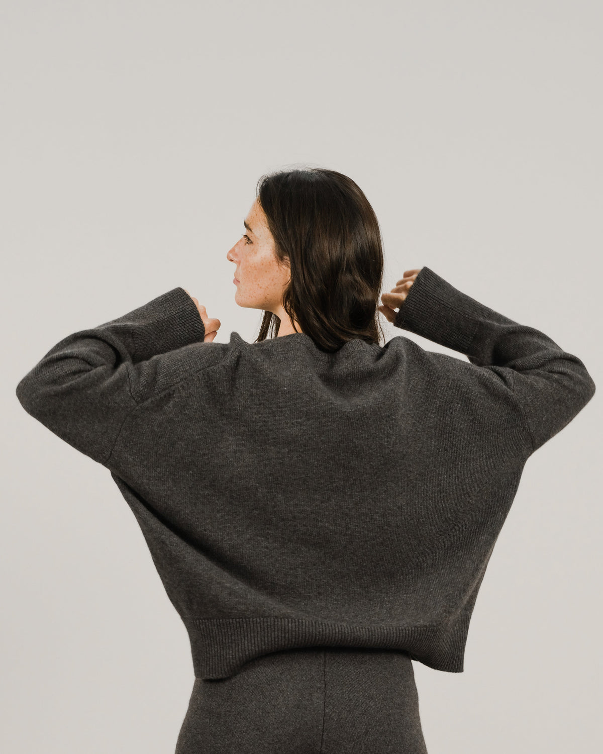 Pull décontracté à col rond en mélange cachemire