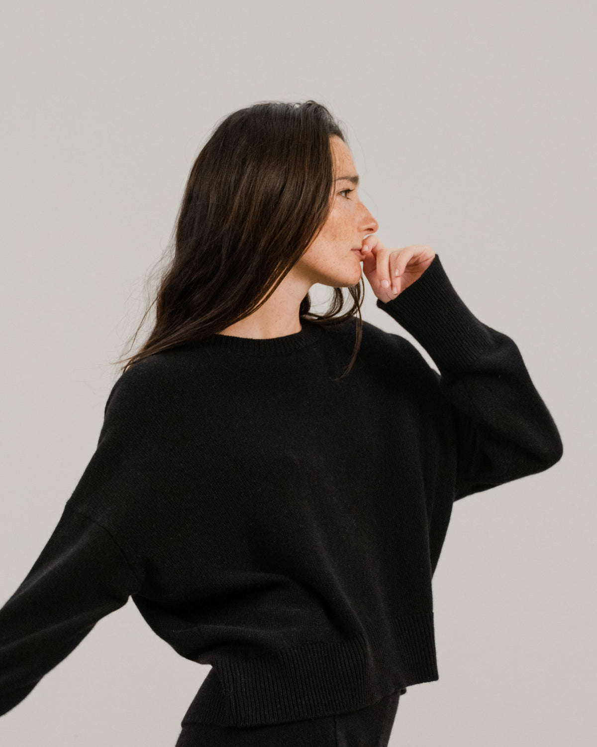Pull décontracté à col rond en mélange cachemire