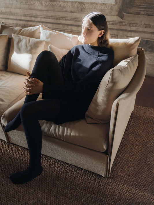 Maxi-Pullover aus extrafeiner Merinowolle mit Vulkandruck