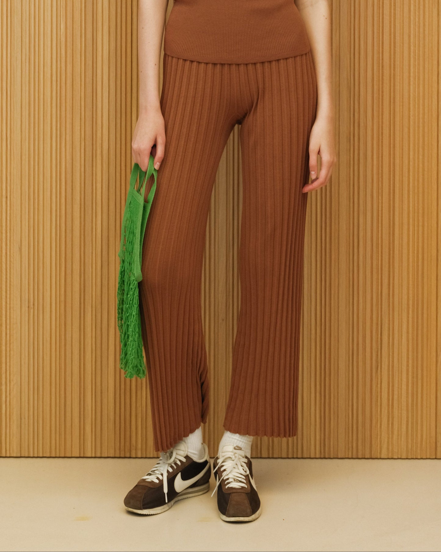 Pantalon plissé en coton fin, maille 3D, coton certifié OEKO-TEX
