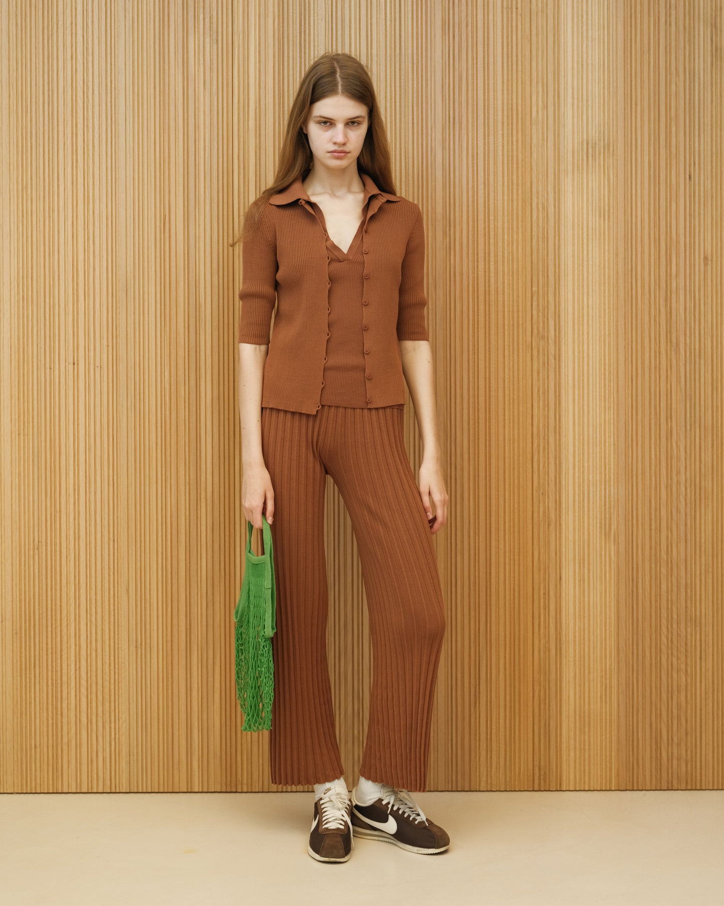 Pantalon plissé en coton fin, maille 3D, coton certifié OEKO-TEX