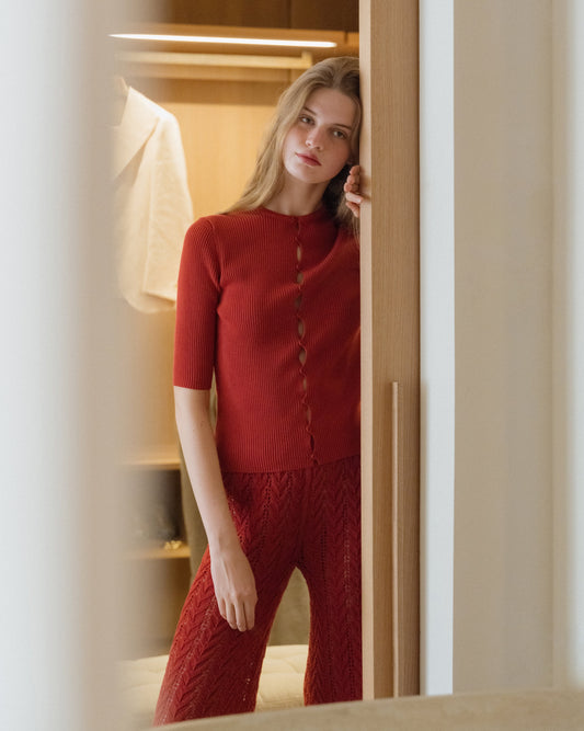 Fine Cotton Ribbed Cardigan