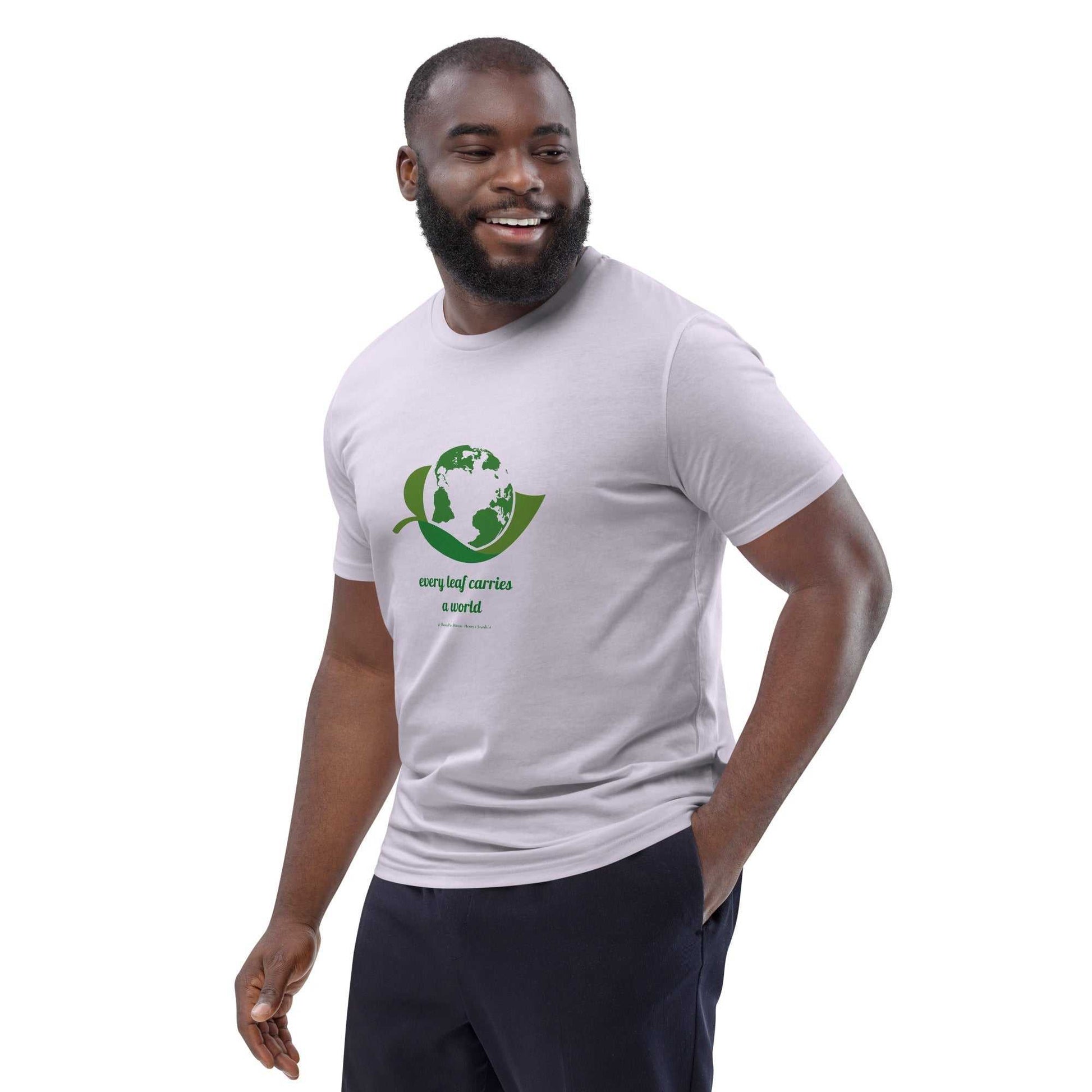 Eco-friendly white Organic Cotton T-Shirt with green environmental message and nature-inspired design, perfect for sustainable fashion lovers.