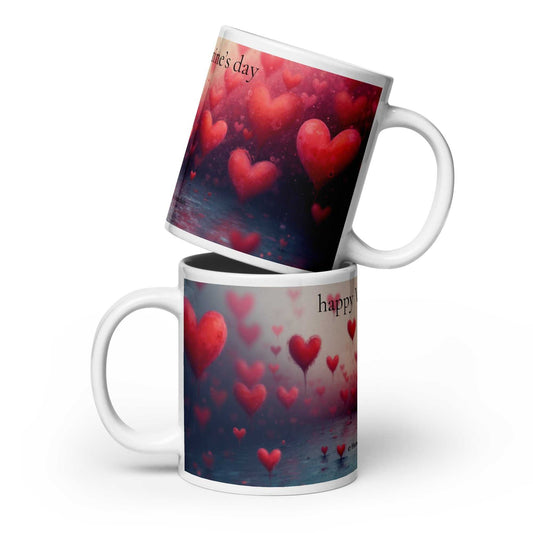 Valentine's Day Mug with premium heart-themed design in red and pink tones, ideal for romantic gifts and daily love reminders.