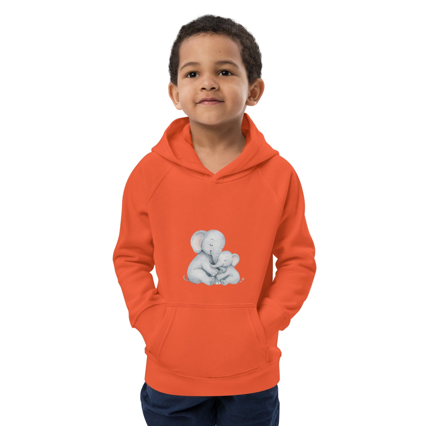Kids eco hoodie - Mom & Baby Elephant design - HenryPawHaven