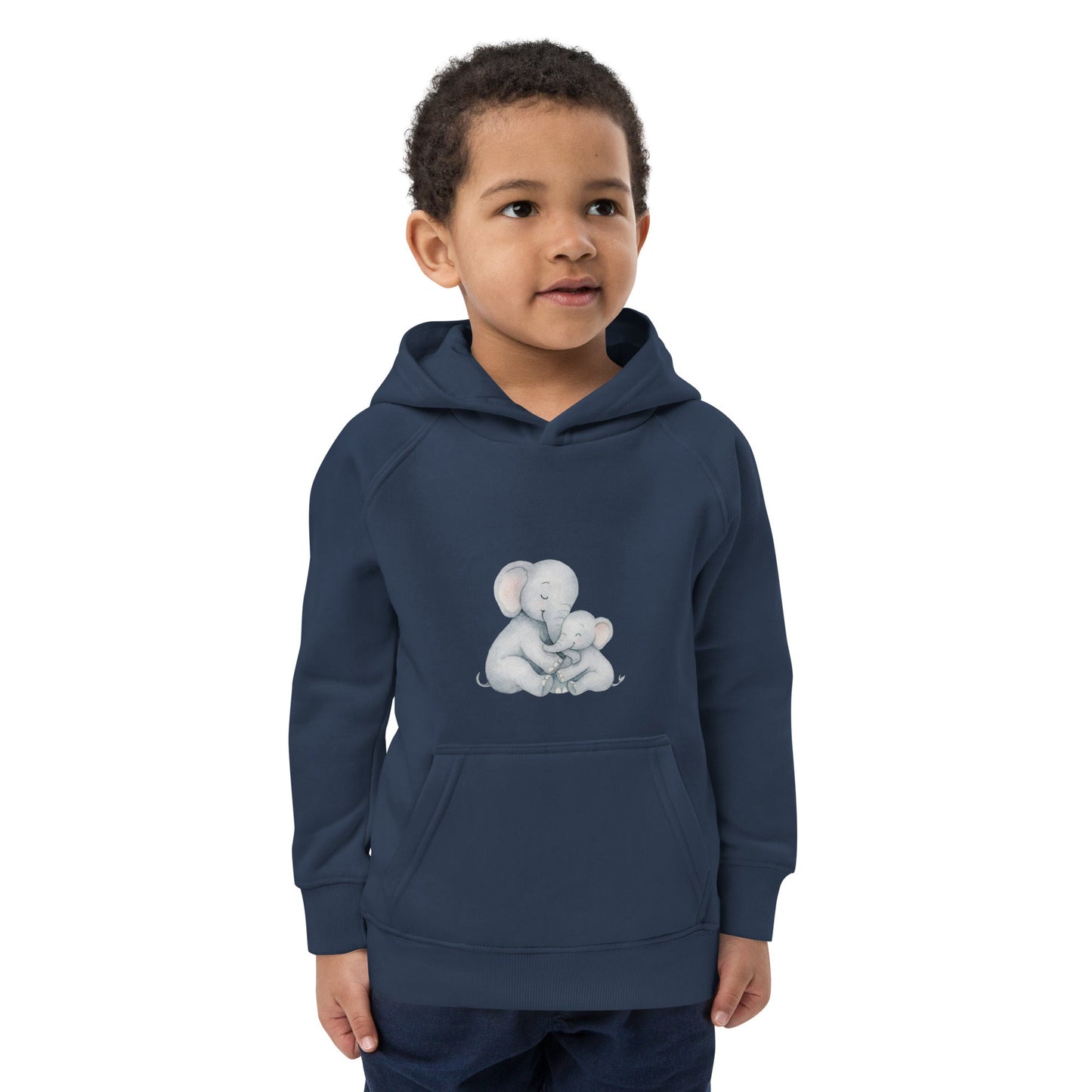 Kids eco hoodie - Mom & Baby Elephant design - HenryPawHaven