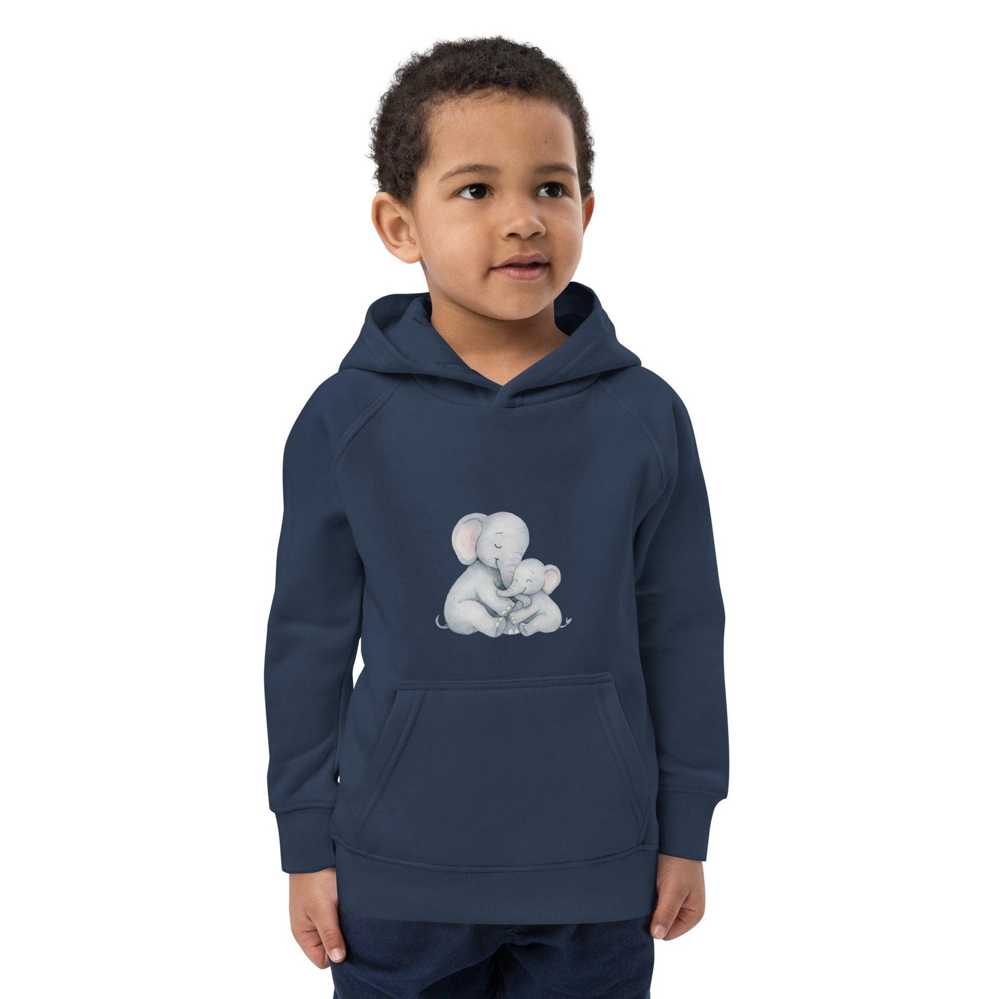 Kids eco hoodie - Mom & Baby Elephant design - HenryPawHaven