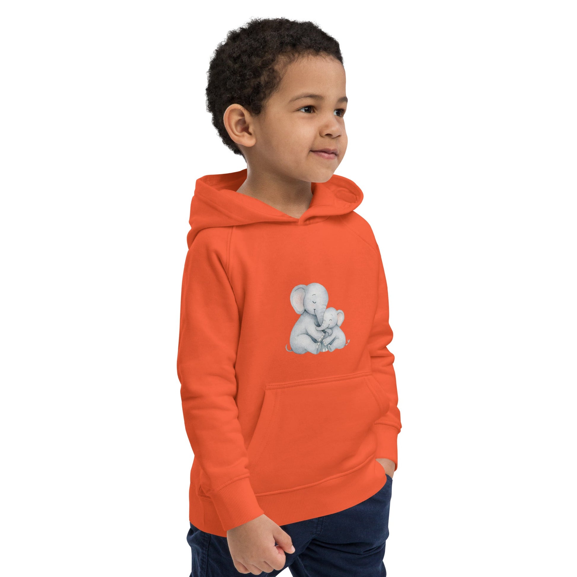Kids eco hoodie - Mom & Baby Elephant design - HenryPawHaven