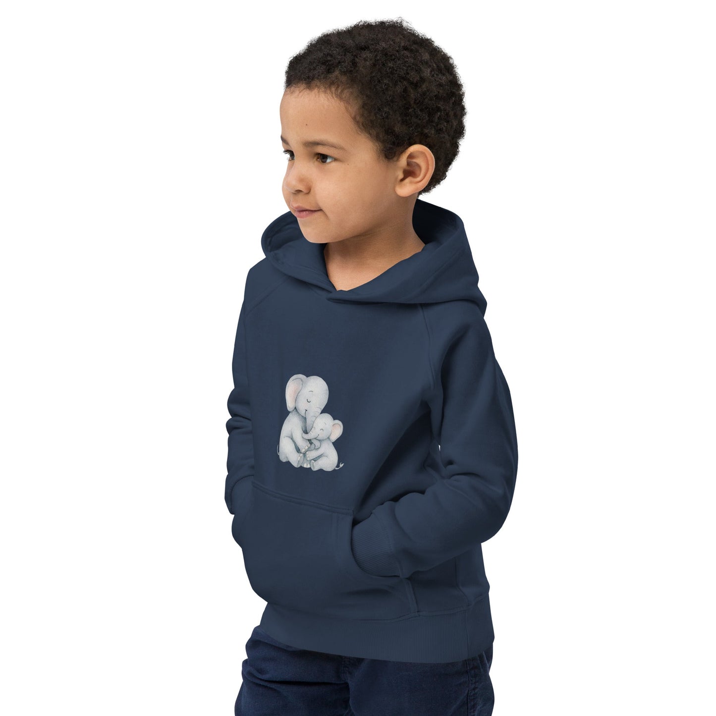 Kids eco hoodie - Mom & Baby Elephant design - HenryPawHaven
