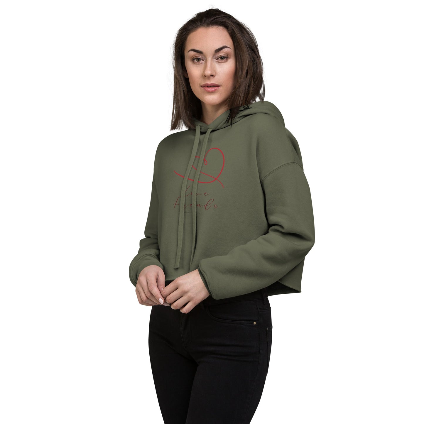 Love Friends – Women's Cropped Hoodie | Organic Valentine's Design - HenryPawHaven