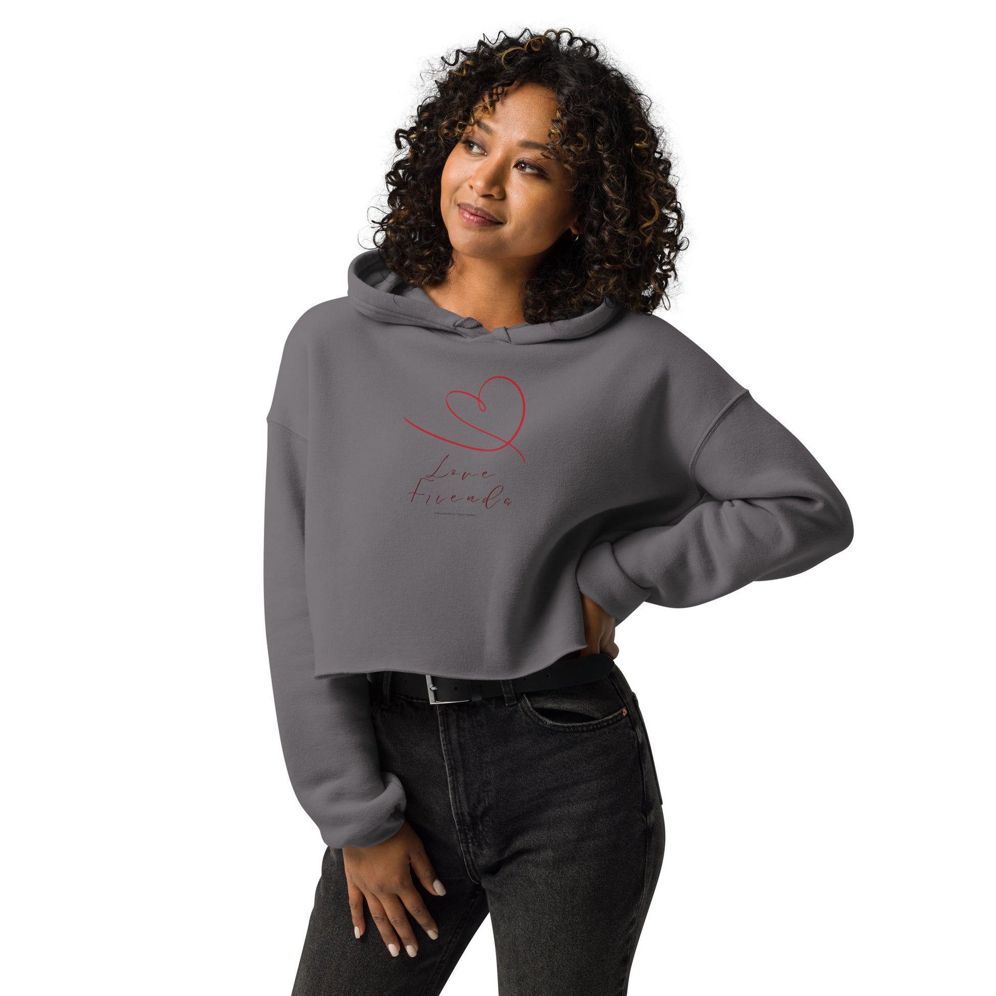 Love Friends – Women's Cropped Hoodie | Organic Valentine's Design - HenryPawHaven