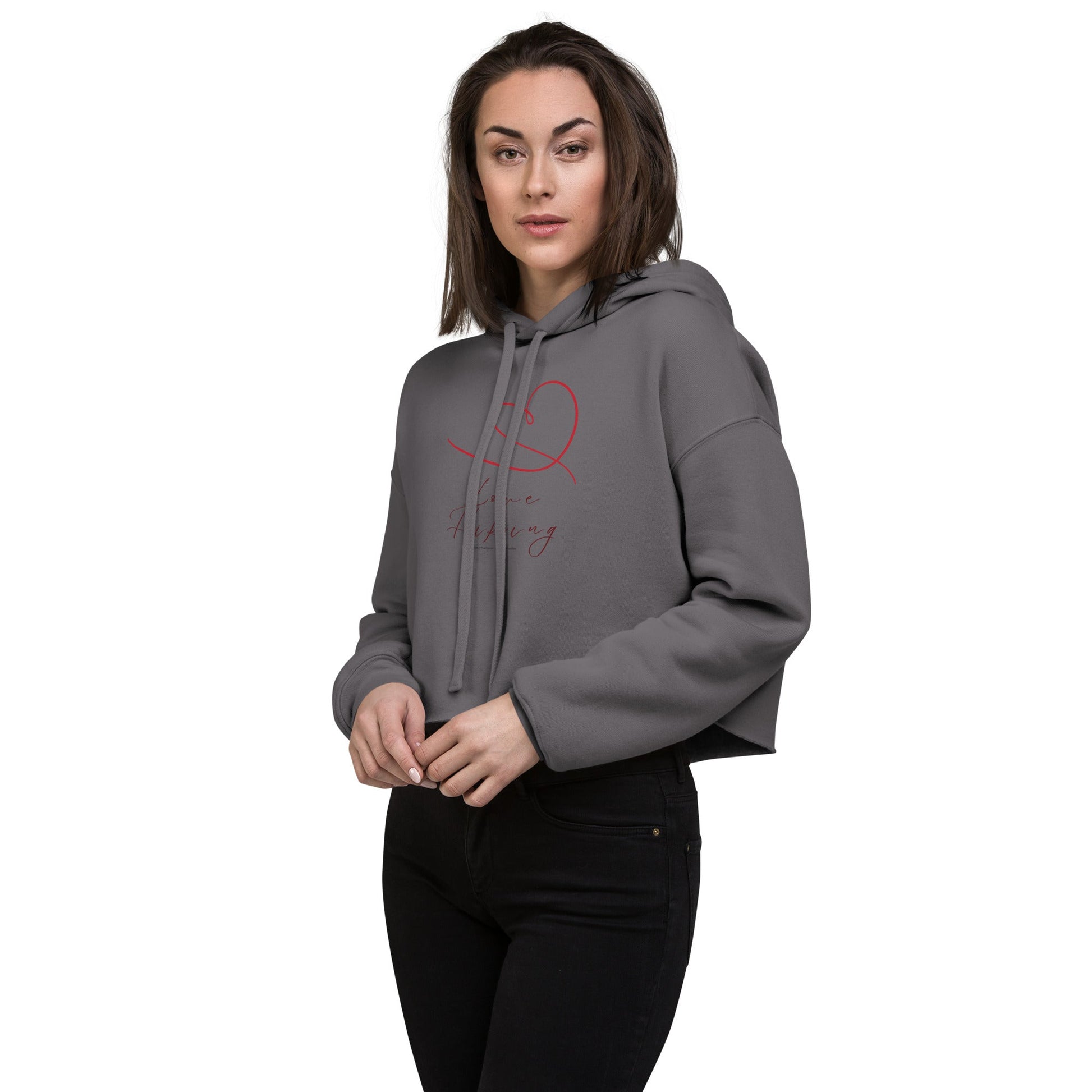 Love Hiking – Women's Cropped Hoodie | Organic Valentine's Design - HenryPawHaven