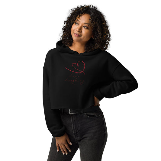 Love Laughing – Women's Cropped Hoodie | Organic Valentine's Design - HenryPawHaven
