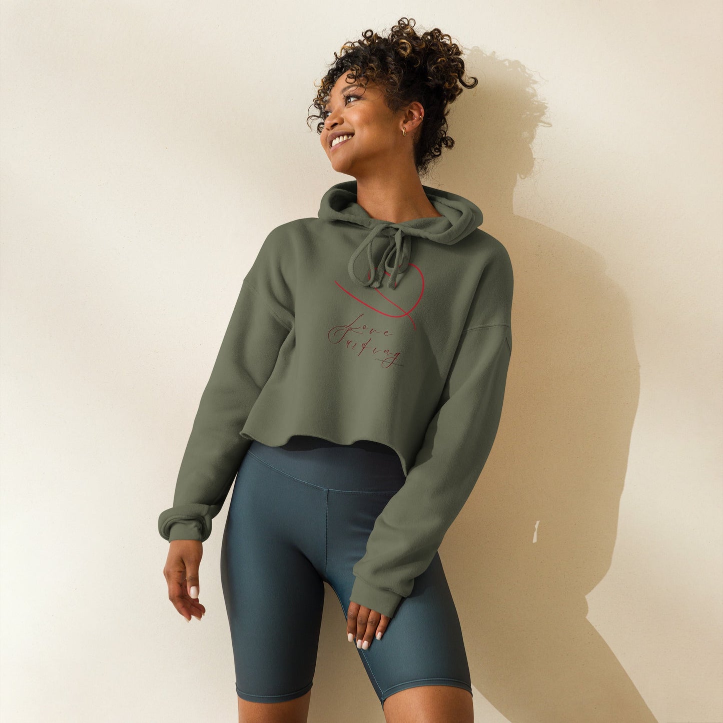 Love Surfing – Women's Cropped Hoodie | Organic Valentine's Design - HenryPawHaven