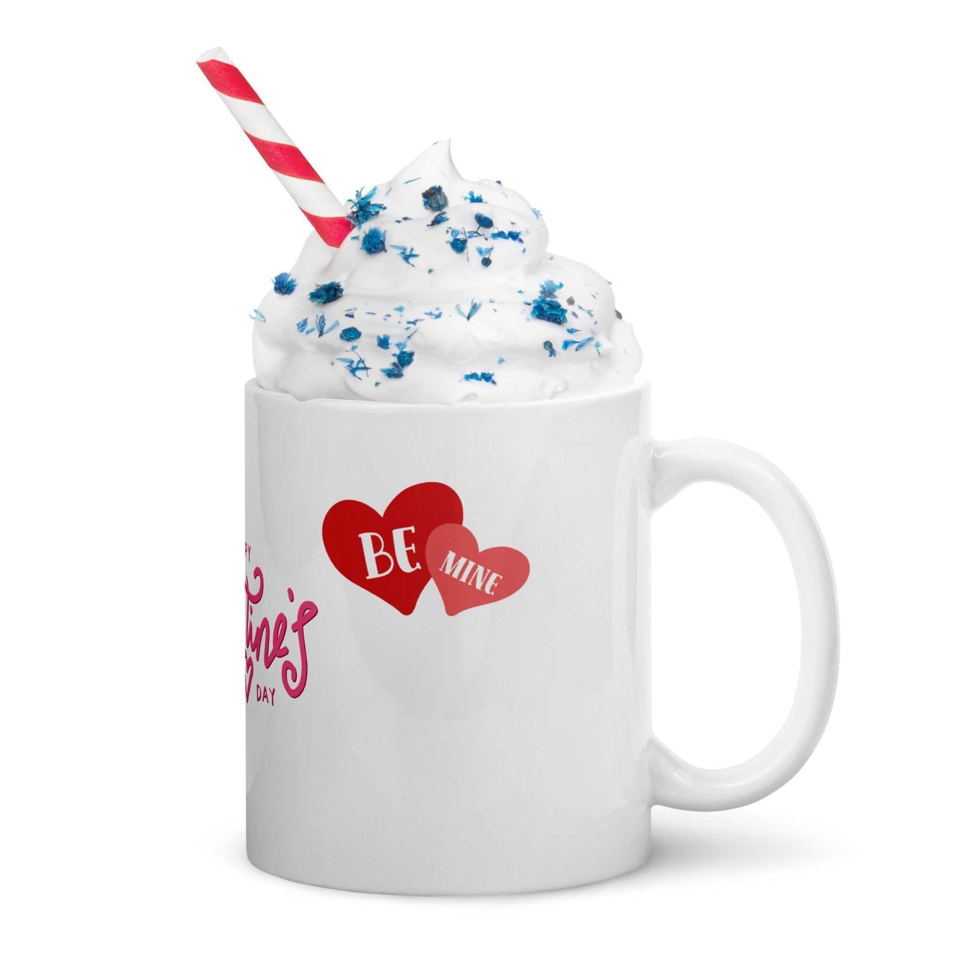 Valentine Mug - valentine mug | 11oz ceramic drinkware featuring 'Be Mine' heart graphic, ideal for Valentine's Day gifting.