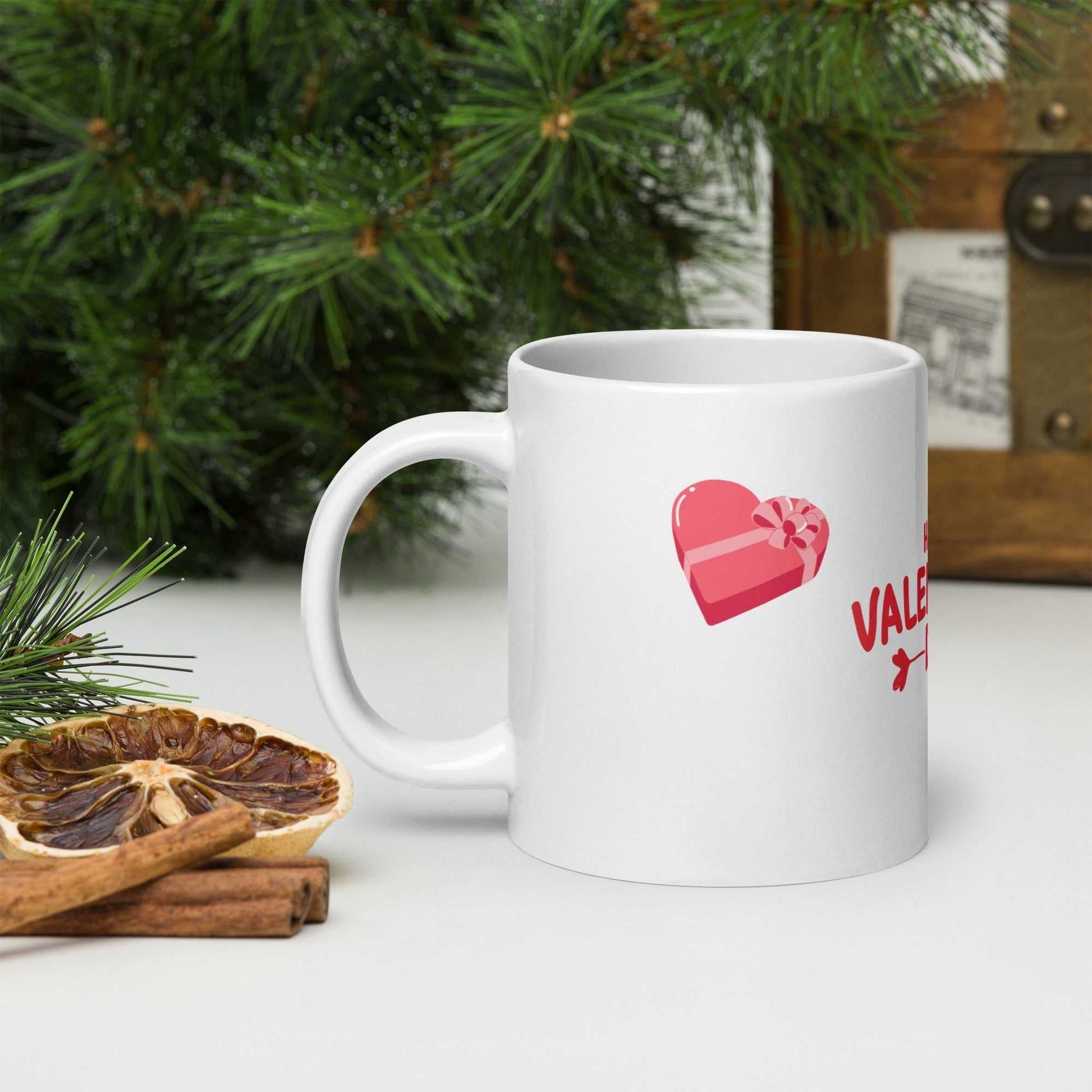 Dishwasher-safe valentine mug with heart gift illustration; perfect for romantic coffee moments.