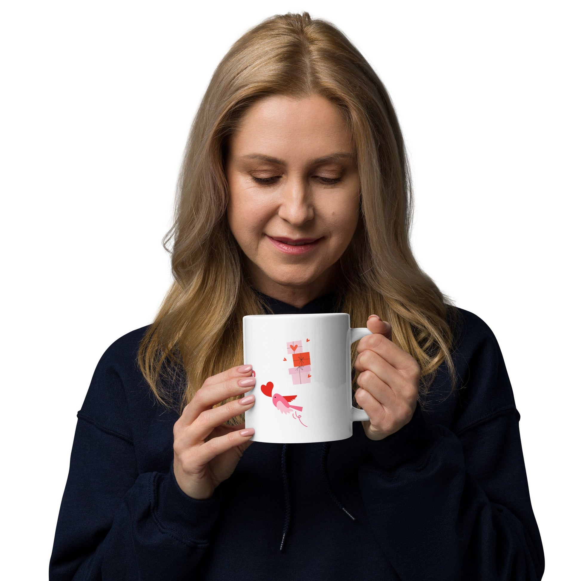 Valentine Mug – Little Bird, Hearts & Gift Boxes - HenryPawHaven