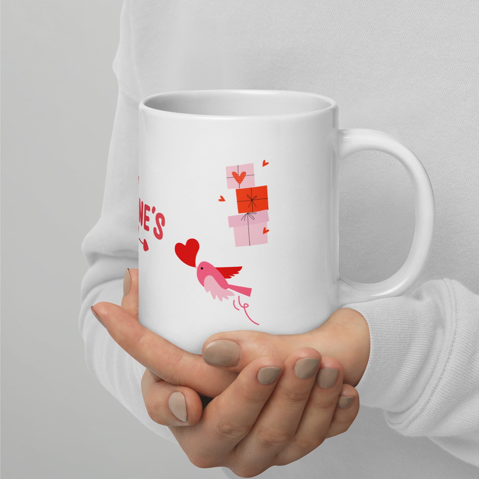 Valentine Mug – Little Bird, Hearts & Gift Boxes - HenryPawHaven