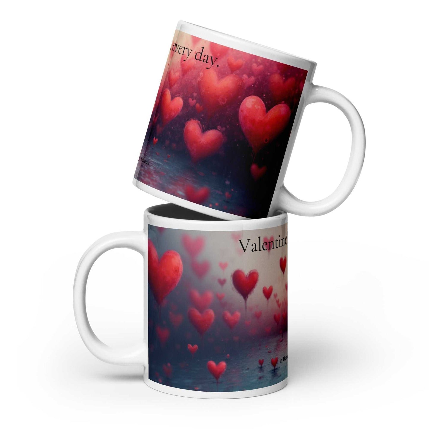 Valentine's Day Drinkware - Valentine's Day Mug | HenryPawHaven featuring romantic red heart design on white ceramic mug, ideal for gifting love.